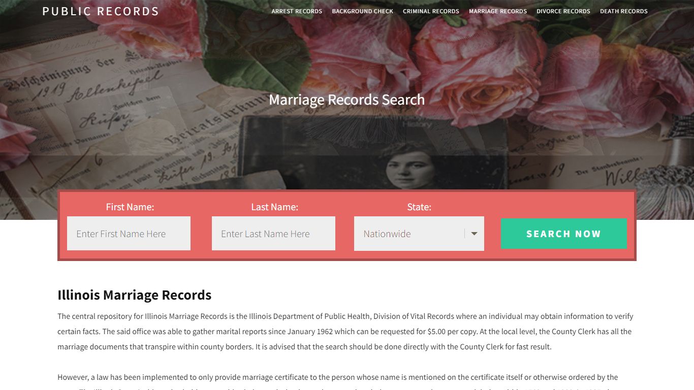 Illinois Marriage Records | Enter Name and Search. 14Days Free